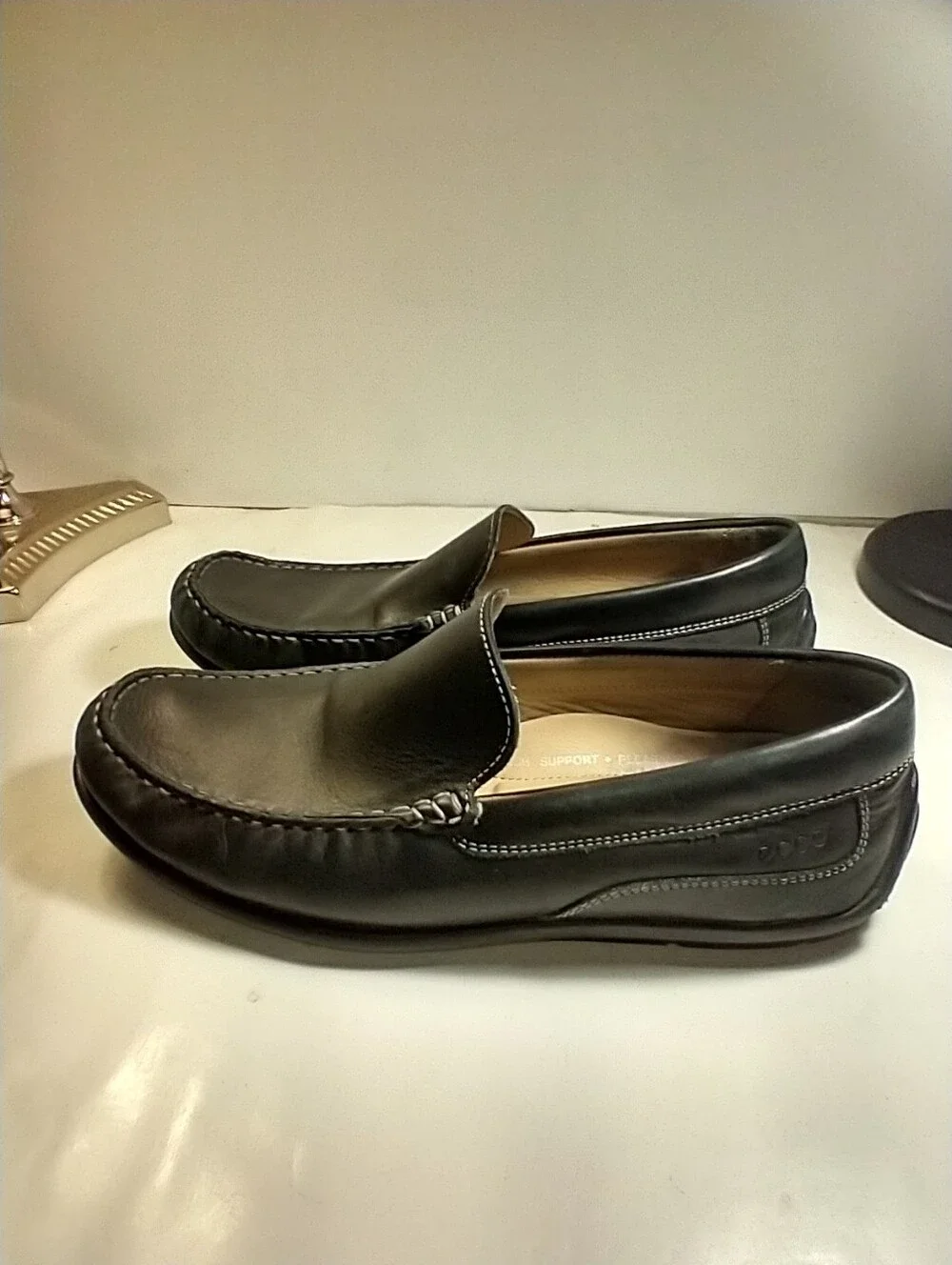 Ecco Classic Moc 2.0 Black Driving Loafers Shoes Men's sz 10(44).
